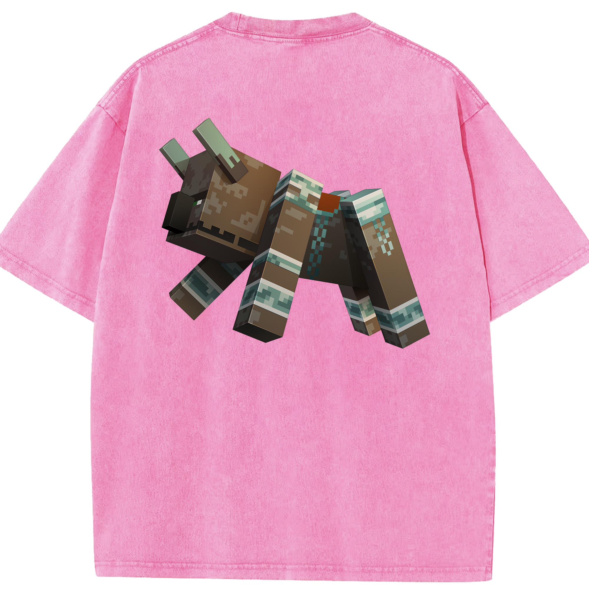 （画像用） マインクラフト ブロックの世界 Minecraft MC Block world 綿100% ヴィンテージ風 半袖Tシャツ（背面プリント）